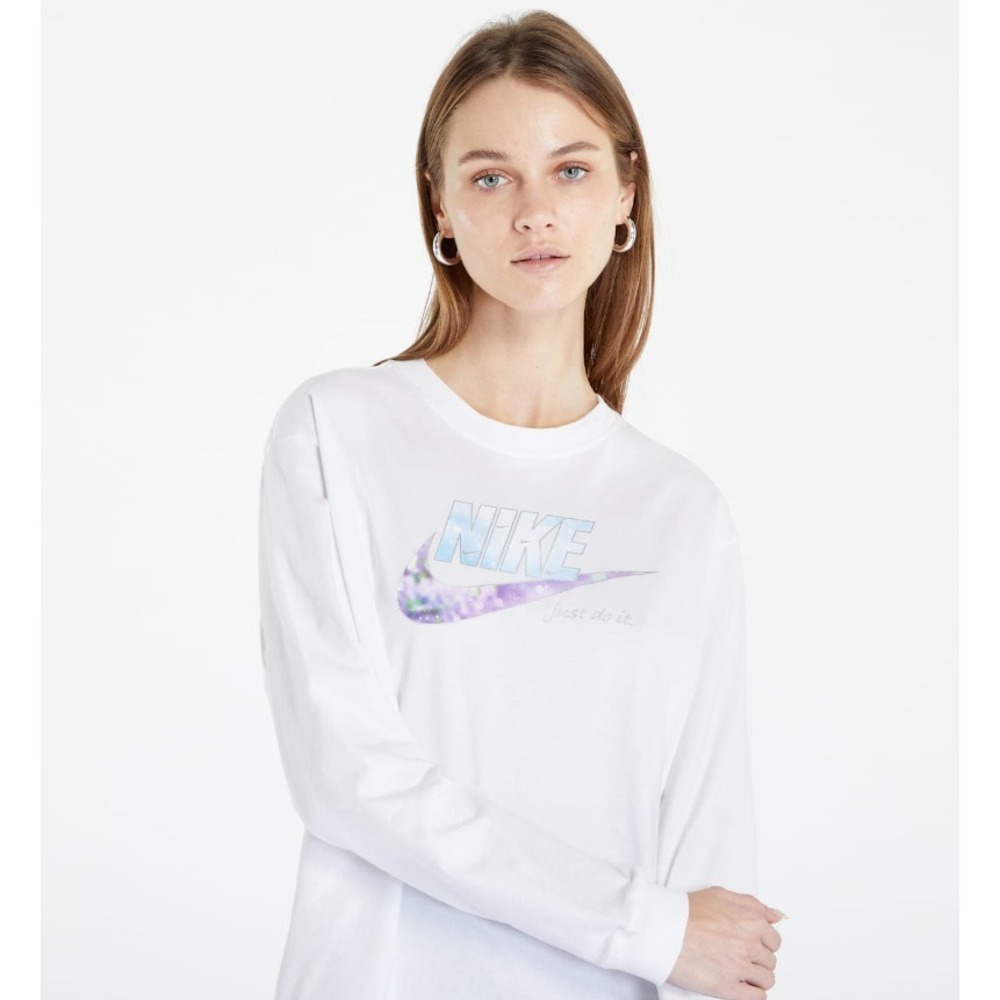 Nike Sportswear Women's Long-Sleeve Loose Fit‎ T-Shirt DV9945-100, Small - Picture 3 of 4